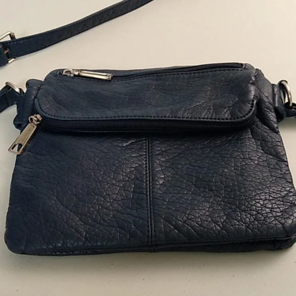 Liz Claiborne/Navy/Cross/body bag/5 Zipper Pocket/6 Open pockets/Silver hardware - Picture 4 of 15